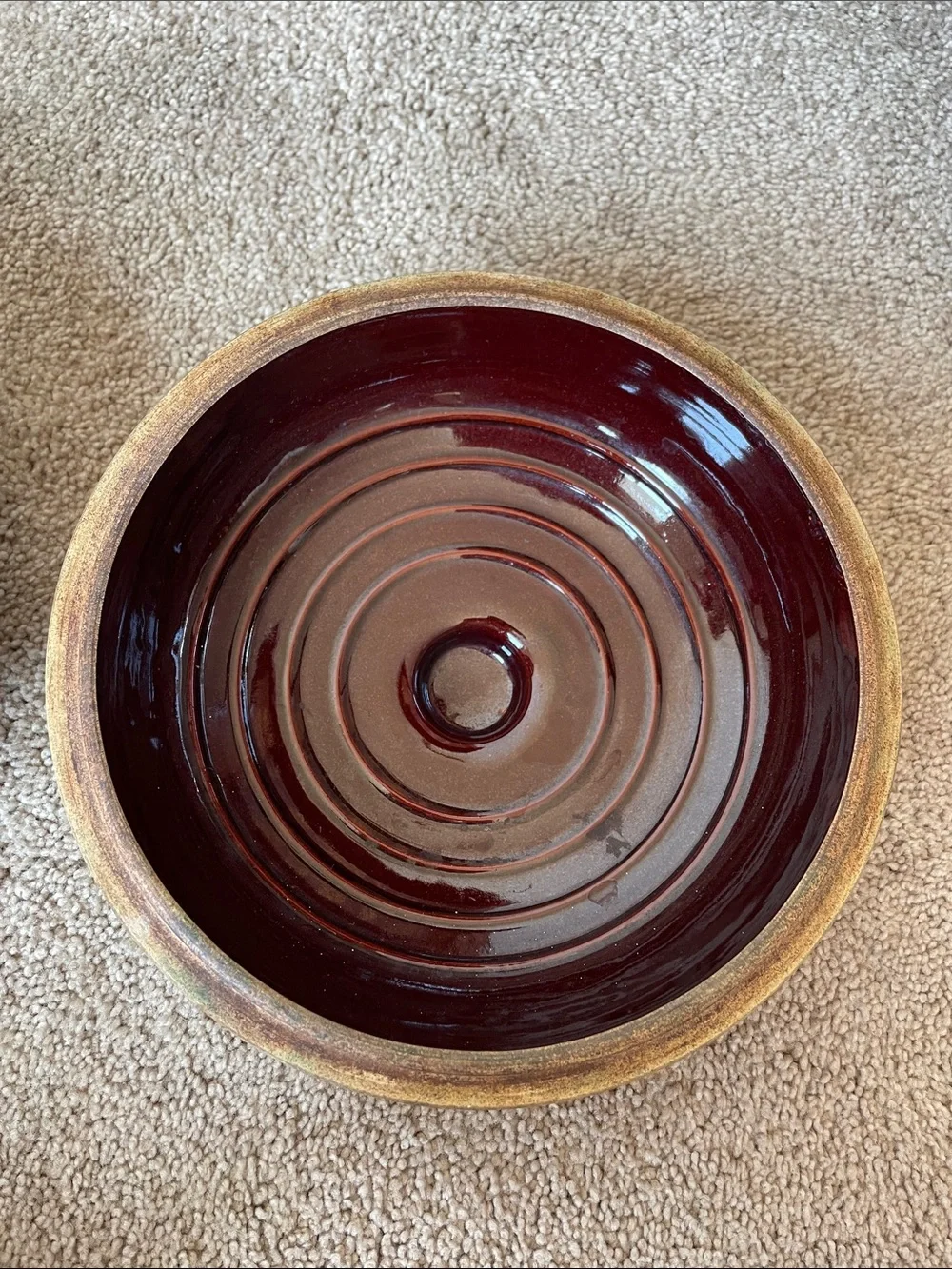 Vintage Brown Glazed USA Dutch Oven Bean Pot With Lid Ceramic Western Cookware